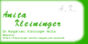 anita kleininger business card